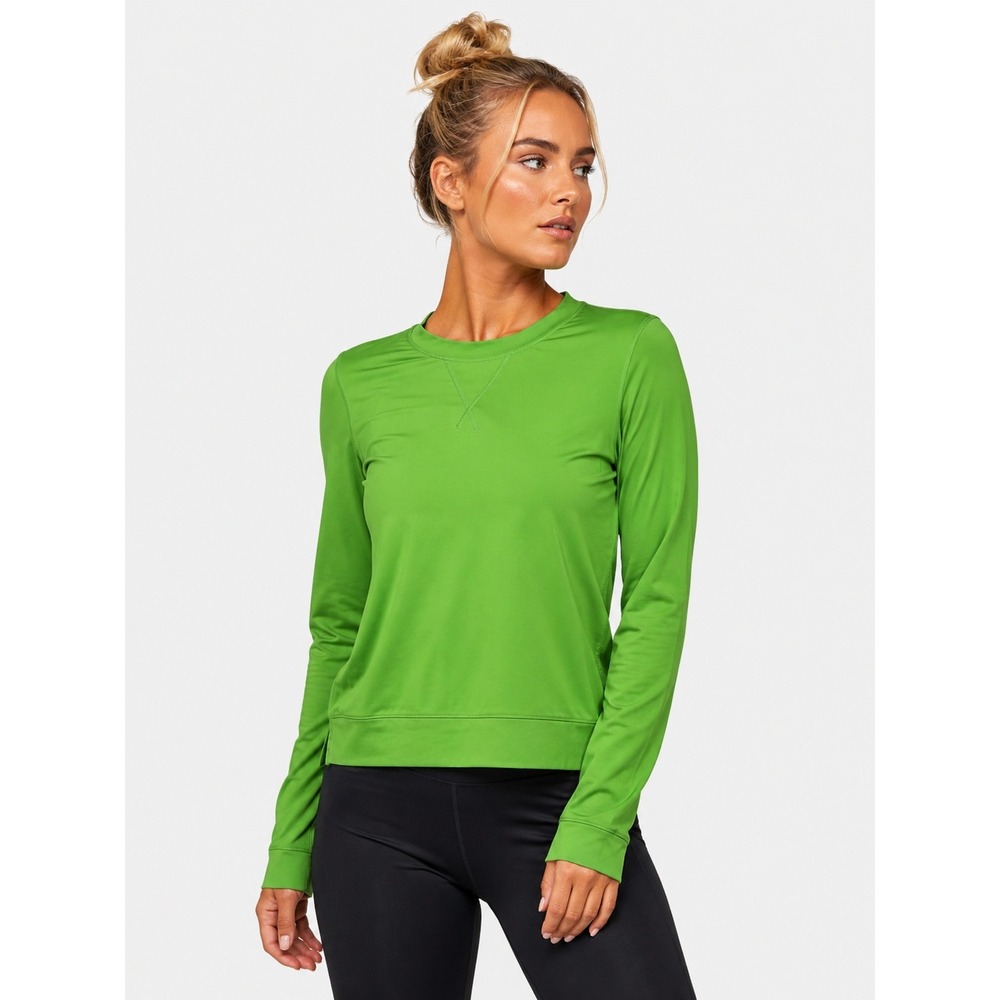 Lululemon Neon Green Long Sleeve Athletic Top Back Zip Size 10 M